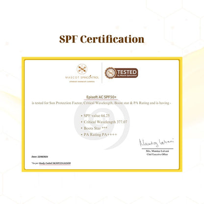 Episoft AC SPF 50 + Hydration Sunscreen 50gm