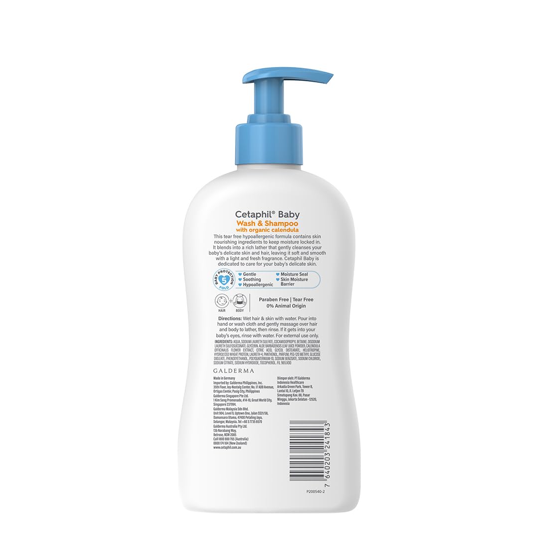 Cetaphil Baby Wash & Shampoo with Organic Calendula, 400ml