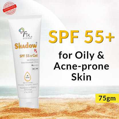 Fixderma Shadow RX Sunscreen SPF 55+ Gel, 75gm