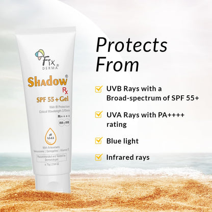Fixderma Shadow RX Sunscreen SPF 55+ Gel, 75gm