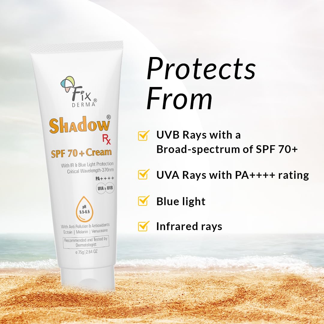 Fixderma Shadow RX SPF 70+ Cream, 75gm
