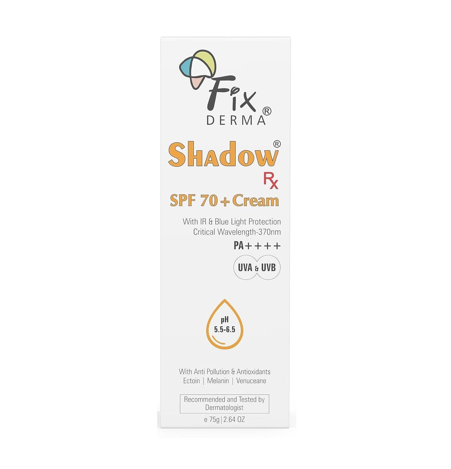 Fixderma Shadow RX SPF 70+ Cream, 75gm