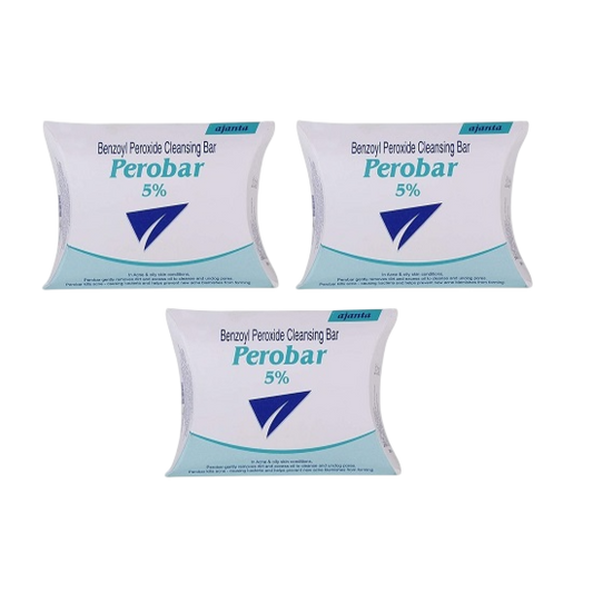 Perobar 5% Cleansing Bar 75GM, PACK OF 3