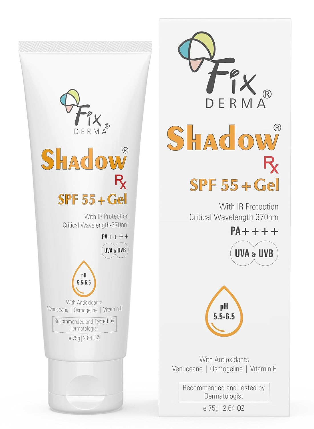 Fixderma Shadow RX Sunscreen SPF 55+ Gel, 75gm