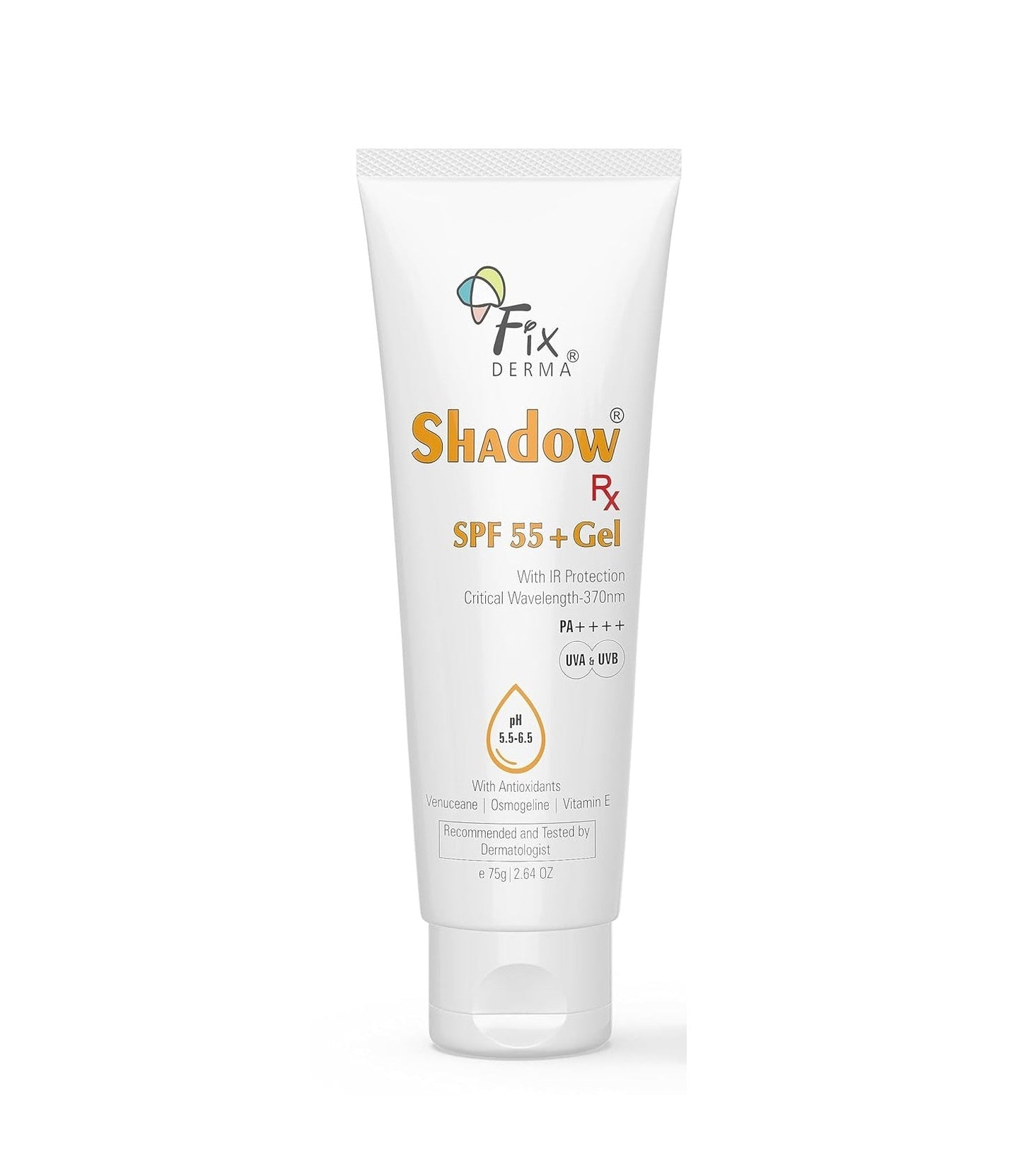Fixderma Shadow RX Sunscreen SPF 55+ Gel, 75gm