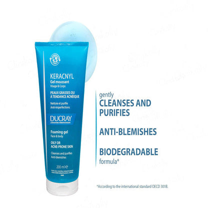 Ducray Keracnyl Foaming Gel, 200ml