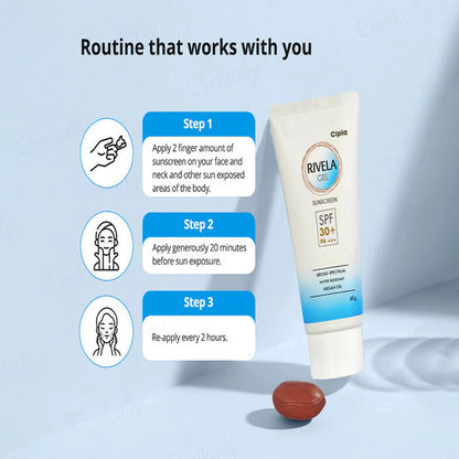 Rivela Sunscreen Gel SPF 30+ PA+++, 60gm