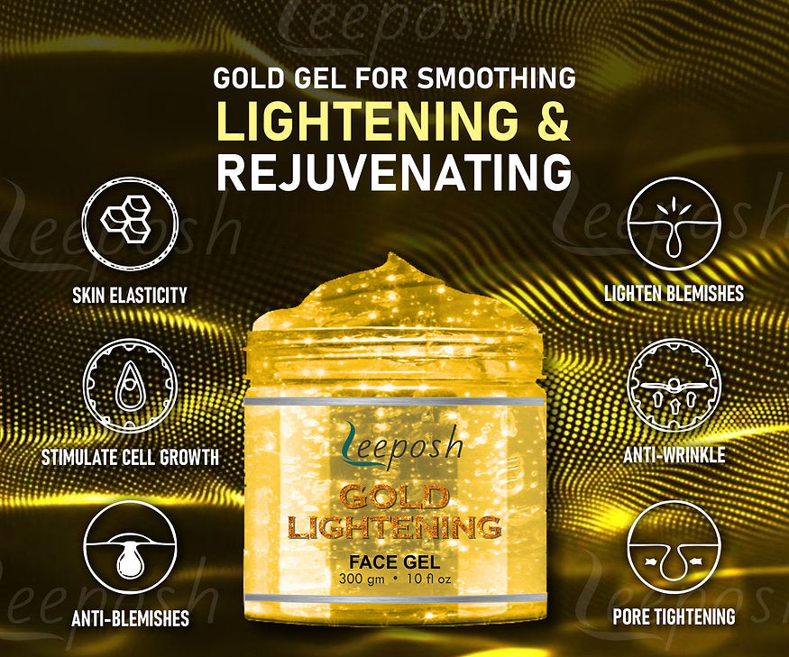 Cosderma Leeposh  24 Caret Gold Gel With Niacinamide Aloe vera Remove instant Tan & Lighten skin, 300gm