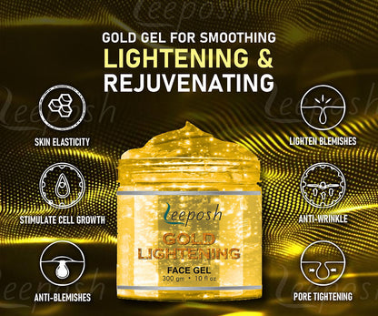 Cosderma Leeposh  24 Caret Gold Gel With Niacinamide Aloe vera Remove instant Tan & Lighten skin, 300gm