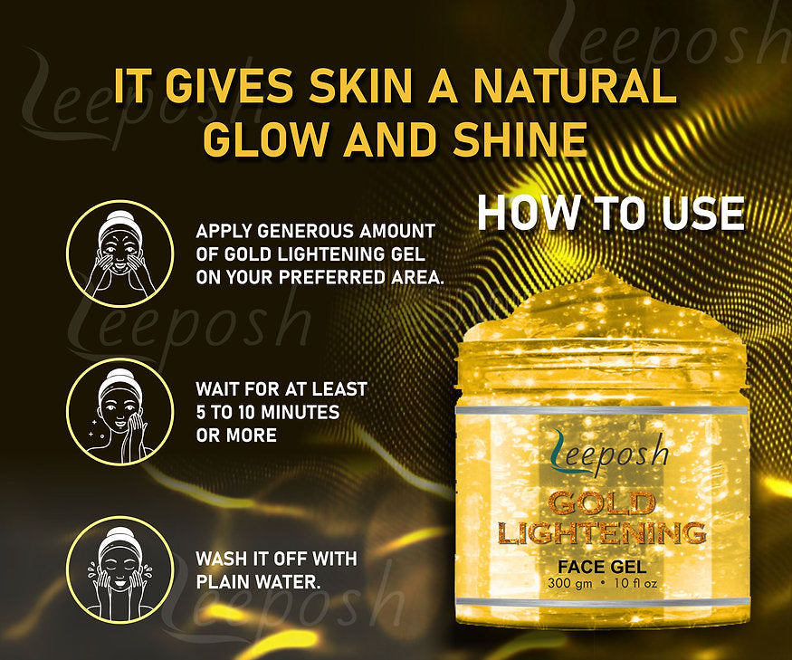 Cosderma Leeposh  24 Caret Gold Gel With Niacinamide Aloe vera Remove instant Tan & Lighten skin, 300gm