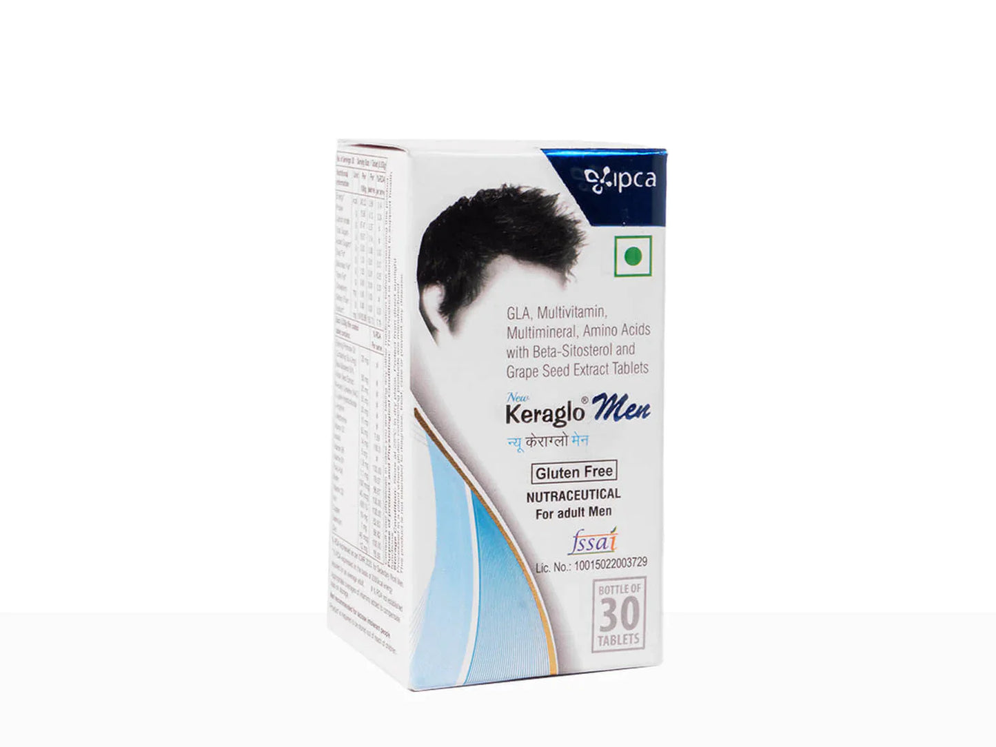 Keraglo Men Tablet bottle front view – 30 tablets for hair fall control