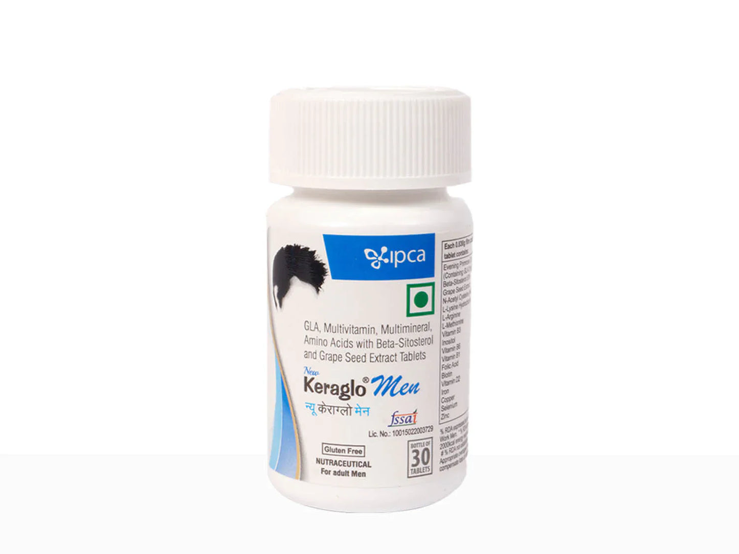 Keraglo Men supplement with ingredient details