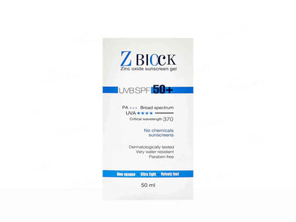 Z Block Spf 50+ Sunscreen Gel, 50ml