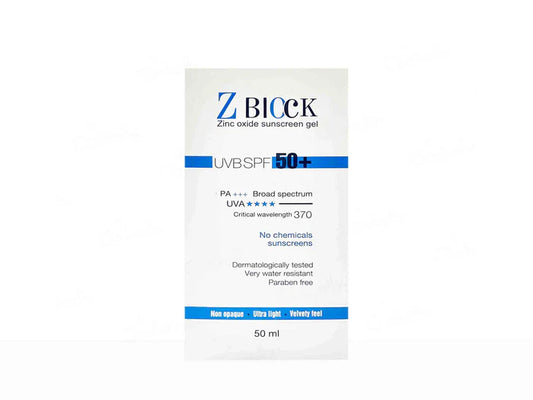 Z Block Spf 50+ Sunscreen Gel, 50ml